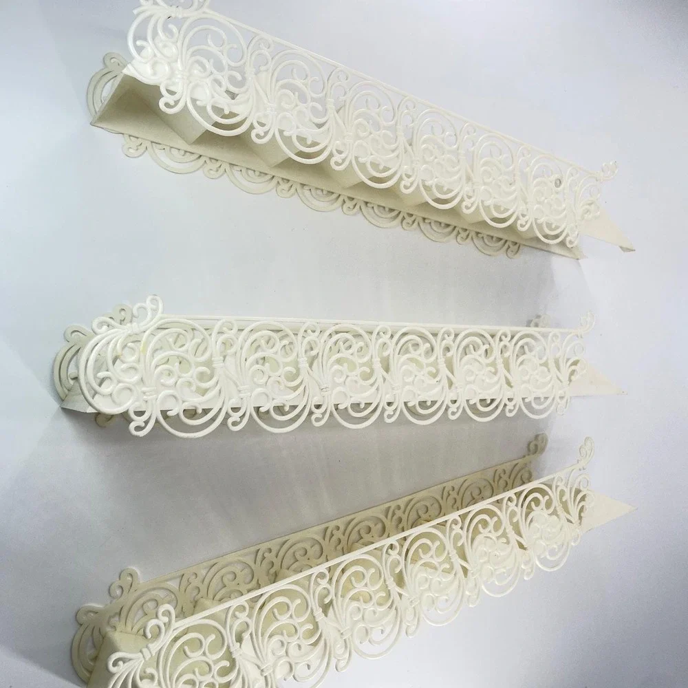 Vintage 1983 Wilton Wedding Cake Stairs Set of 3 Off White Filigree Scroll 16.5